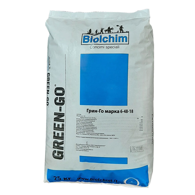 Product image for ГРИН-ГО 6-48-18 (Green-Go) водорстворимое удобрение, 25кг